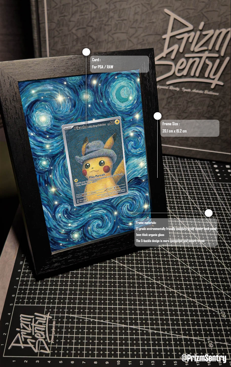 0001-Pikachu with Grey Felt Hat: PROMO [SVP EN 085](SVP EN Promotional cards “Van gogh exhibition” ) Art Frame
