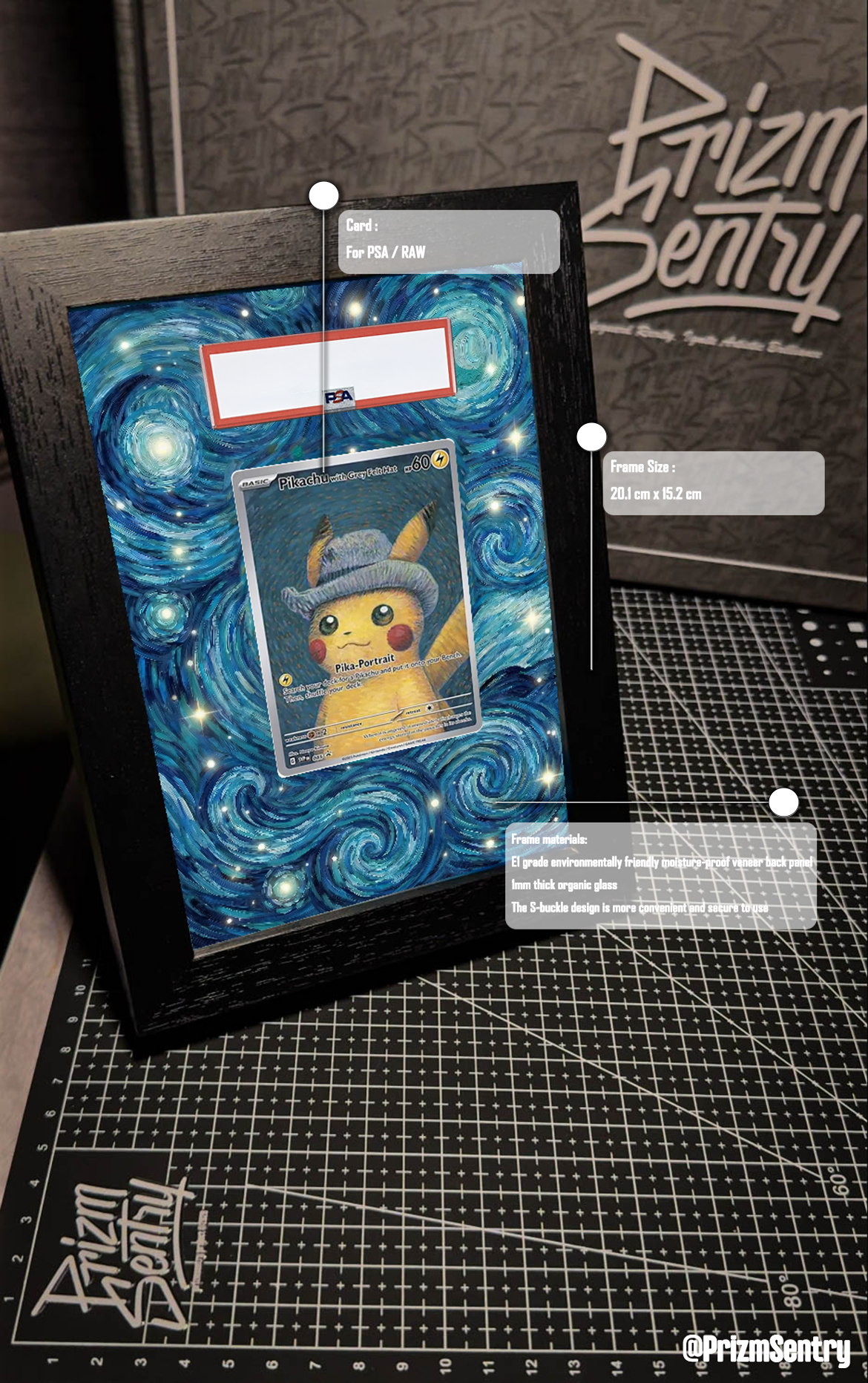 0001-Pikachu with Grey Felt Hat: PROMO [SVP EN 085](SVP EN Promotional cards “Van gogh exhibition” ) Art Frame
