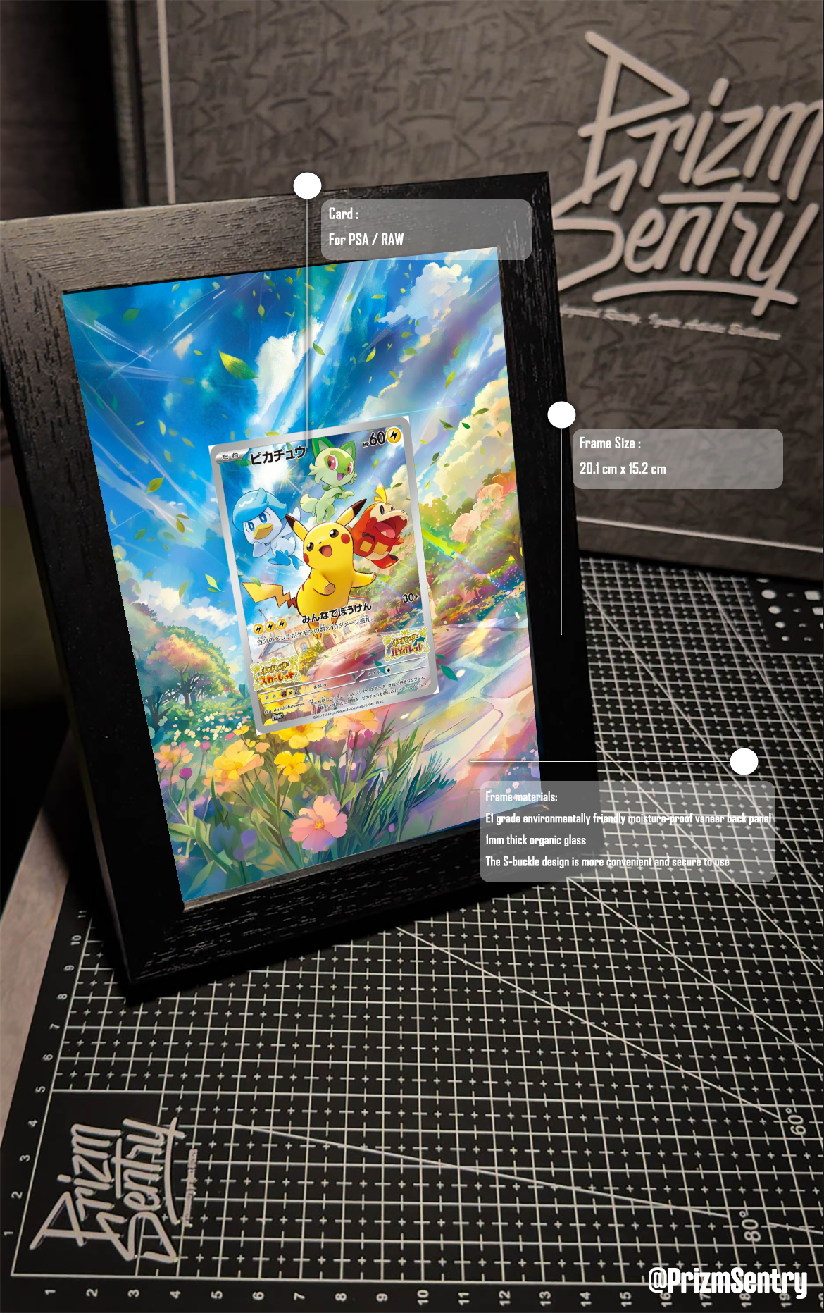 0016-Pikachu SVP 027 Pokemon Center Exclusive Stamped Black Star Promo Art Frame